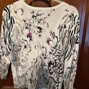 White House Black Market Floral and Animal Print Cardigan